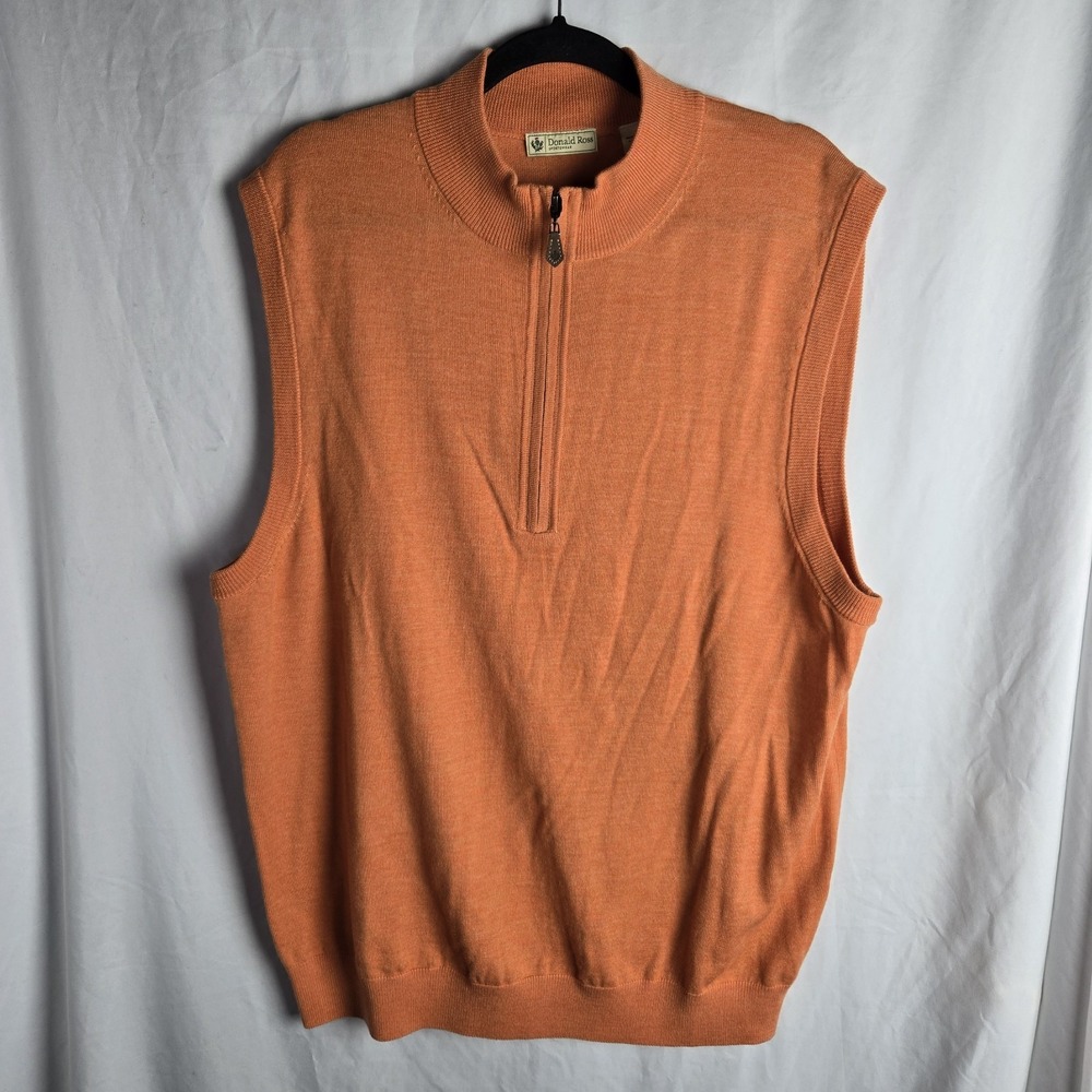 Donald Ross Mens XL Merino Wool 1/4 Zip Vest Golf Quiet Luxury Old Money Soft‎